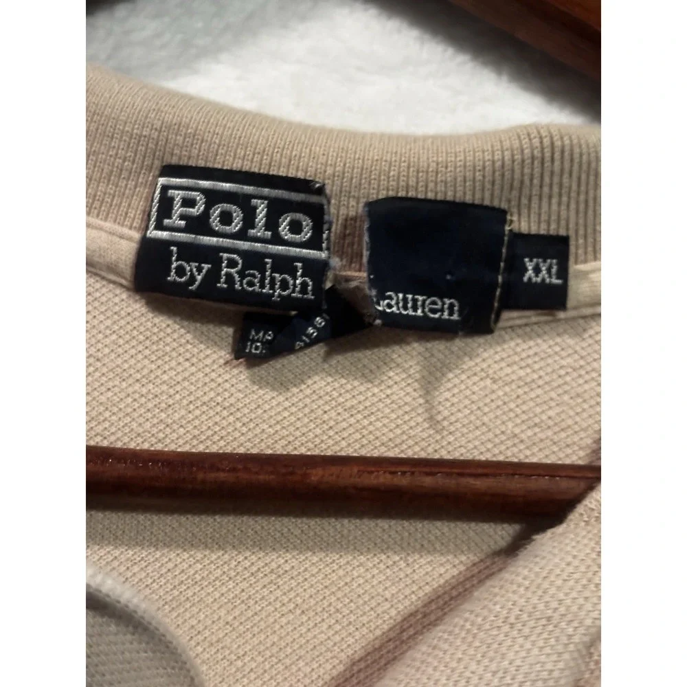 Vintage Polo Ralph Lauren Mens‎ XXL Classic Tan Polo Shirt Short Sleeve Khaki
